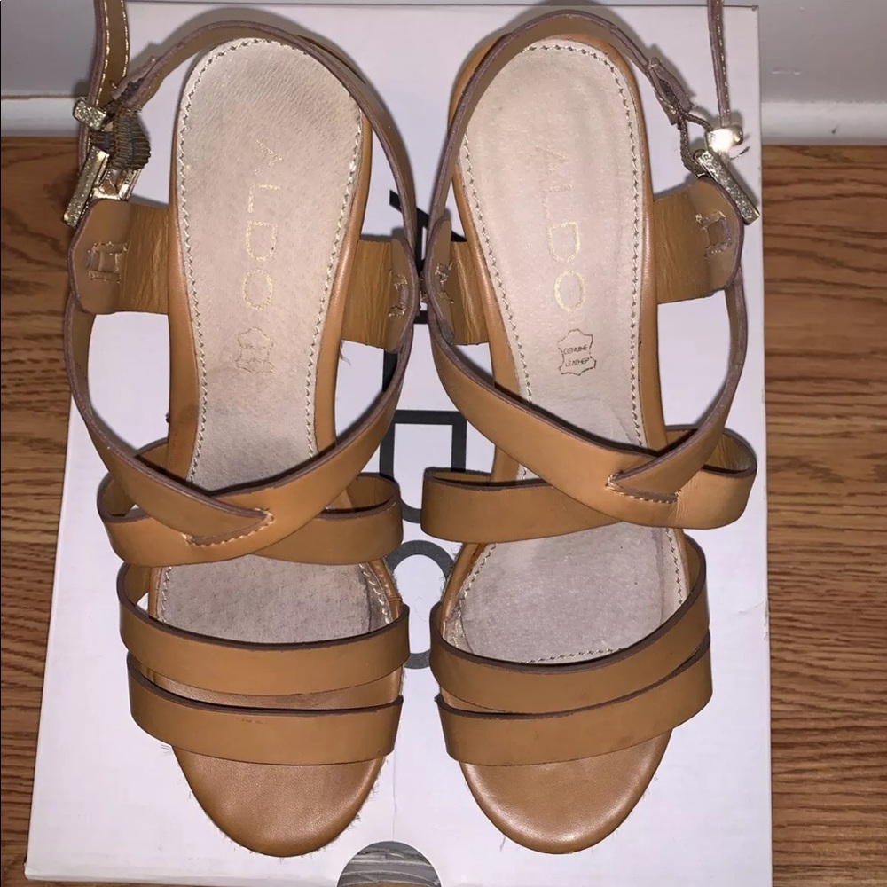 Aldo Frignani Platform Sandals Nude Brown … - Picture 4 of 8